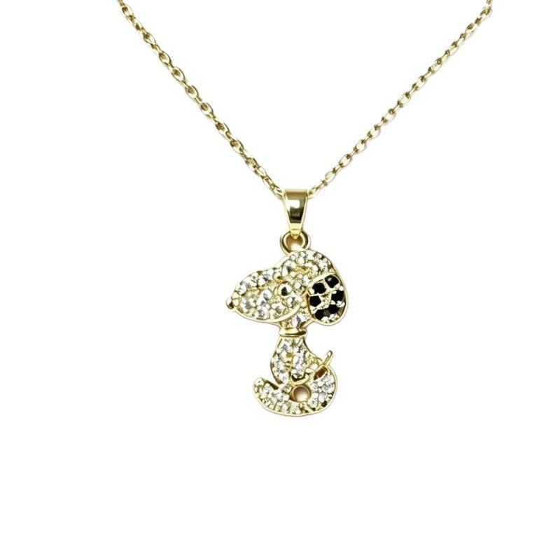 Cartoon Dog Pattern Colored Zircon Daily Versatile Niche Clavicle Necklace For Women