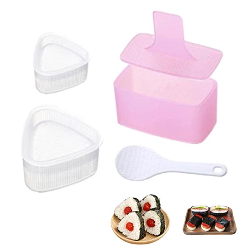 1 Set Triangular Plastic Sushi Rice Ball Maker Mould Onigiri Mold Set Kitchen Gadgets Stuff Transparent Bento Accessories