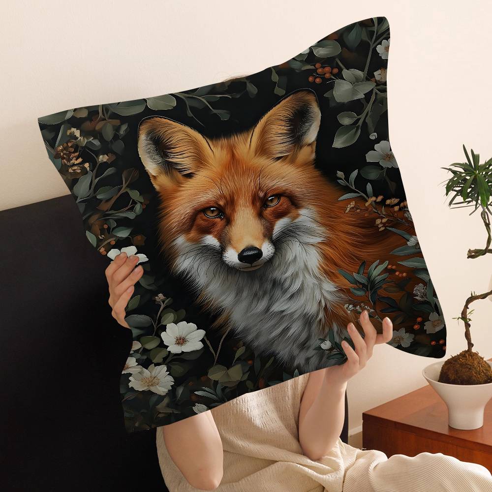 Anime Fox Printed Cushion Cover Inches Farmhouse Decor Home Throw Pillow Covers for Couch Decorations