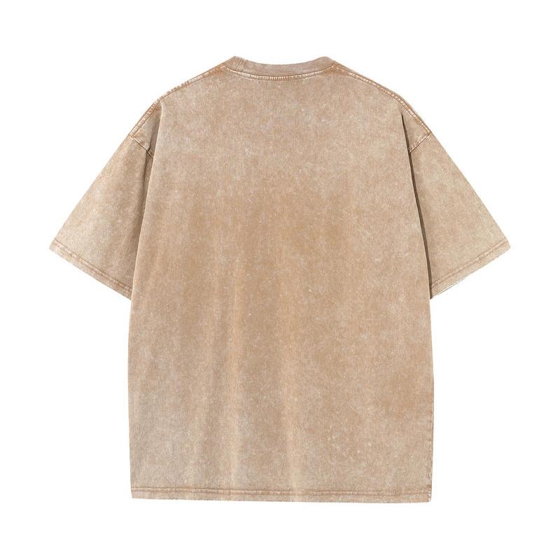 SX-77 MINISO 2026 Été Lavage Vintage Imprimé Coton Pur Style Épaule Hommes et Femmes Col Rond Manches Courtes T-shirt Couple