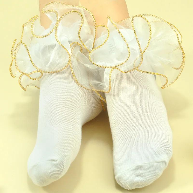Baby Girls 3D Ruffle Socks Children Solid Color Lace Princess Students Dance Socks Kids Middle Tube Socks 1-10years Old