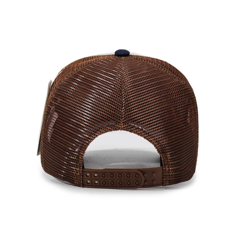 Ademende Mesh Truckerpet Vintage Motorfiets Borduurwerk Zonbescherming Snapback Pet Custom Logo voor Wandelen Kamperen Reizen