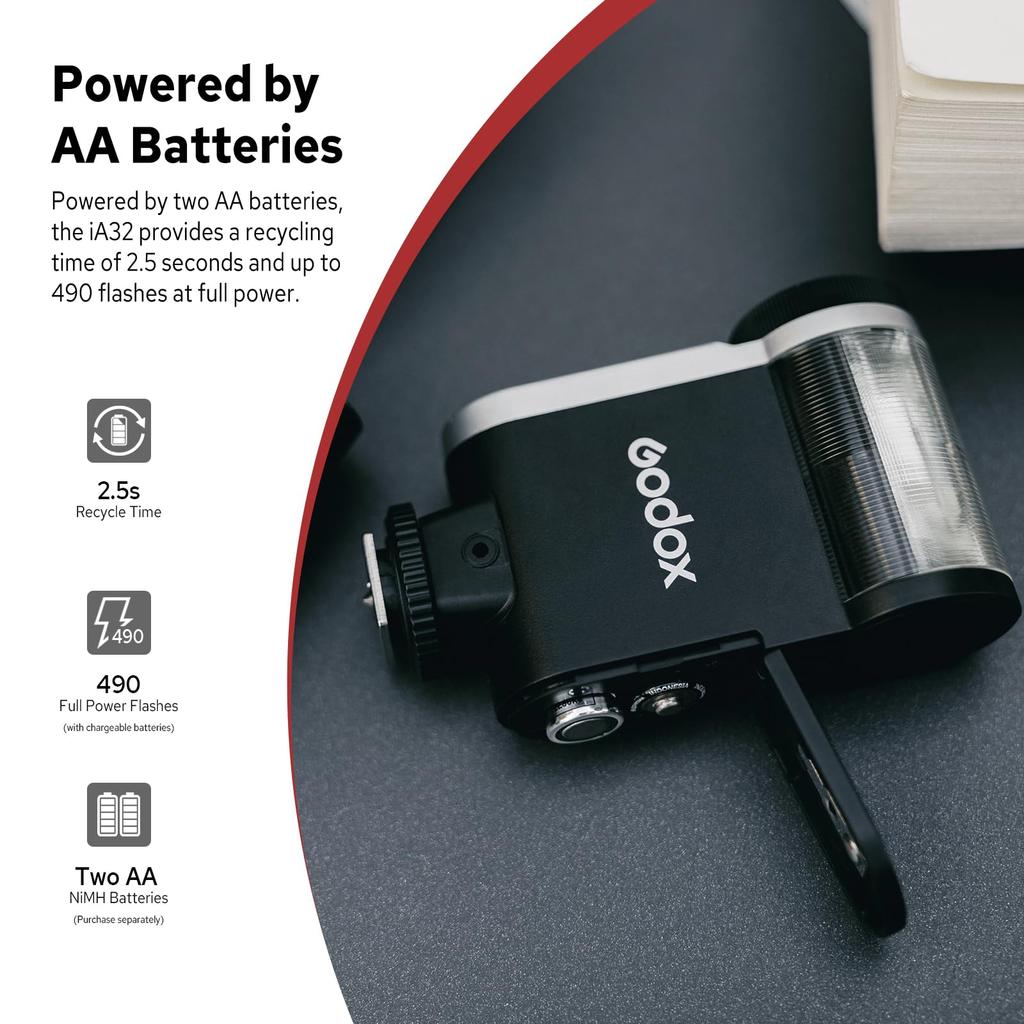 Authorized Godox iA32 Camera Flash iA 32 Flash 8 Output iA32 Strobe Compatible with Canon Fujifilm Nikon Panasonic Olympus Sony Cameras [GODOX Dealer]