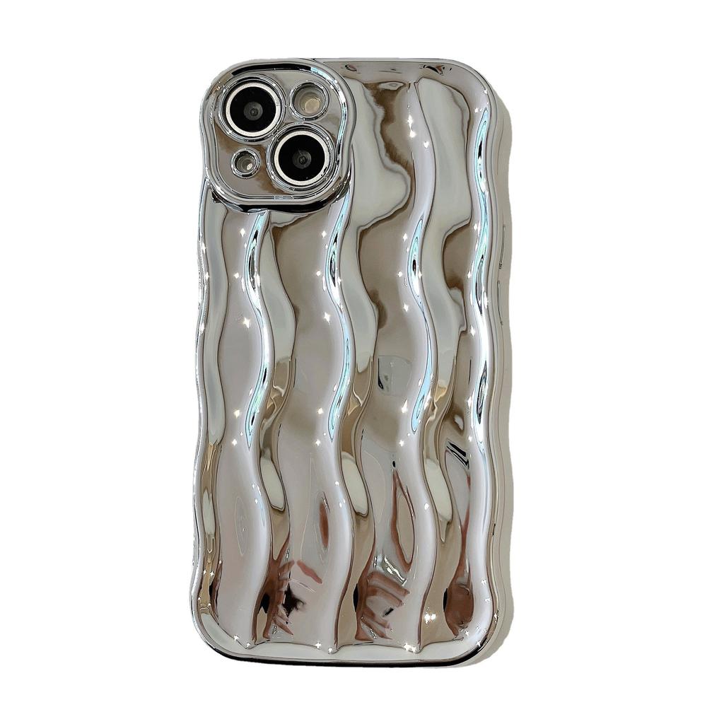 Electroplated silver water ripple is suitable for iPhone14Pro max mobile phone case Apple 16 new 14/13 niche style 15