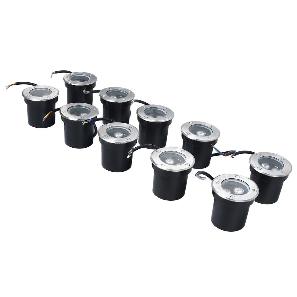 10pcs In Ground Light IP65 Waterproof Recessed LED Ground Lamp for Garden Lawn Deck 85-265V