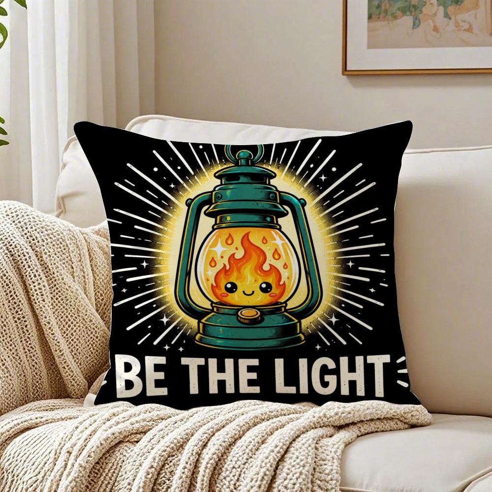 Be The Light Cushion Cover Double-Sided Plush Sofa Cushion Covers Organic Breathable Invisible Zipper
