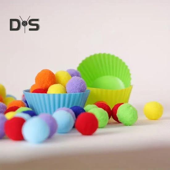 78Pcs/Set Kids Color Sorting Toy with 7 Bowls 70 Pompoms Clip Preschool Learning Ball Counting Matching Game Toddlers Boys Girls Educational Color