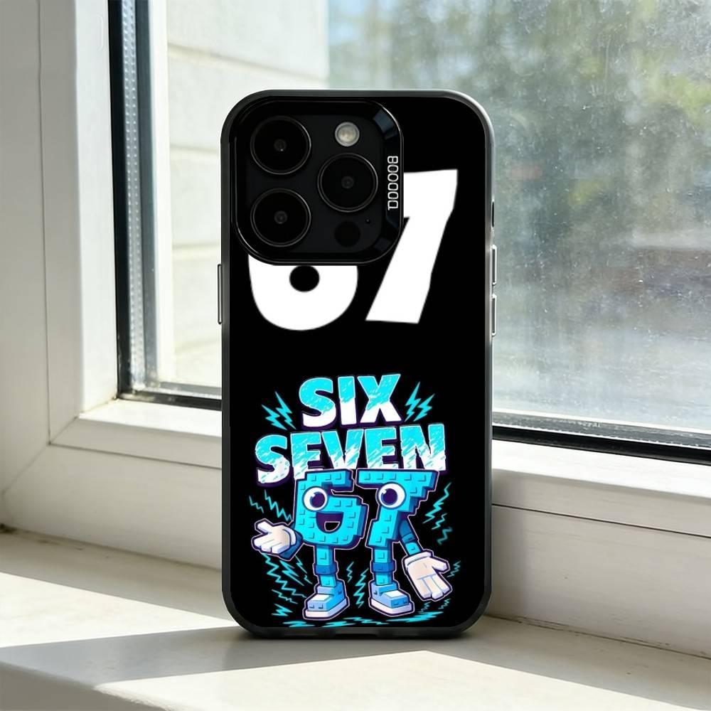

Six S-Seven 67 Phone Case For iPhone 17,16,15,14,13,12,11 Plus,Pro Max,XS,Colored Silver Plated Inside Cover iPhone16e