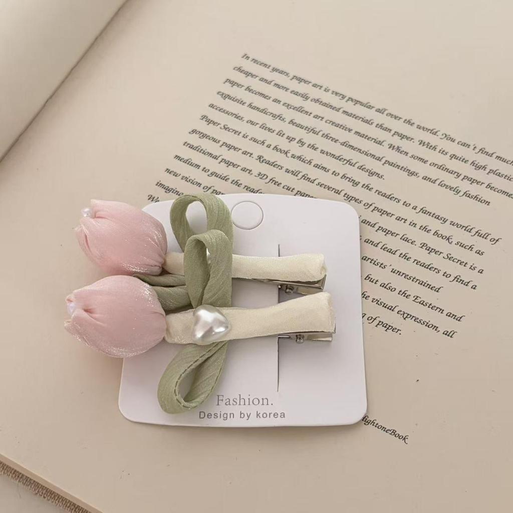 Sweet Tulip Pink Bow Hair Claw & Scrunchie Set for Women