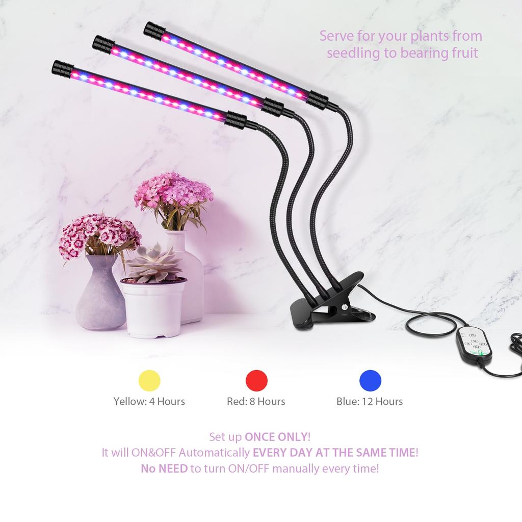 LED pěstební světlo USB PhytoLamp Full Spectrum 5V Phyto lampa 4 hlavy rostlinné světlo pro domácí rostliny, květiny, semena, vnitřní pěstební box