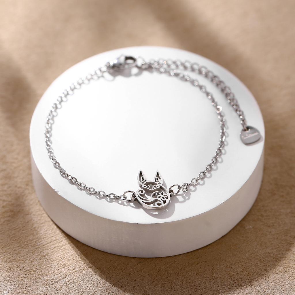 Geometric Animal Bracelet Featuring Dog Cat Owl And Dolphin Charms Minimalist Fashion Jewelry