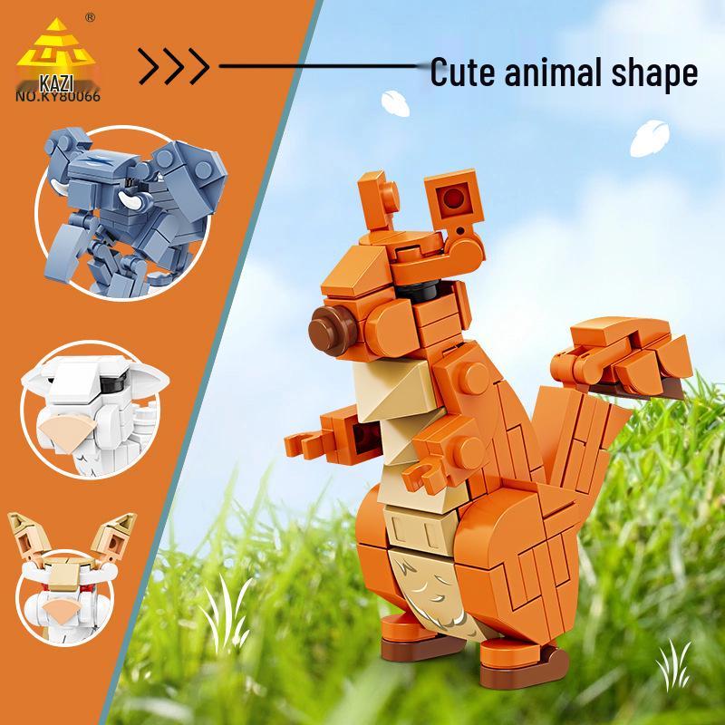 Kai Zhi Animal World Building Blocks: Elephant & Squirrel Model Educational Toy for Kids