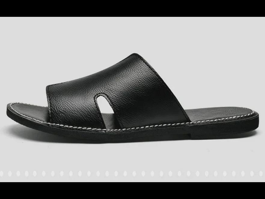 Sandale din piele antiderapante pentru bărbați: Flip-flops la modă în stil coreean pentru îmbrăcămintea de plajă de vară