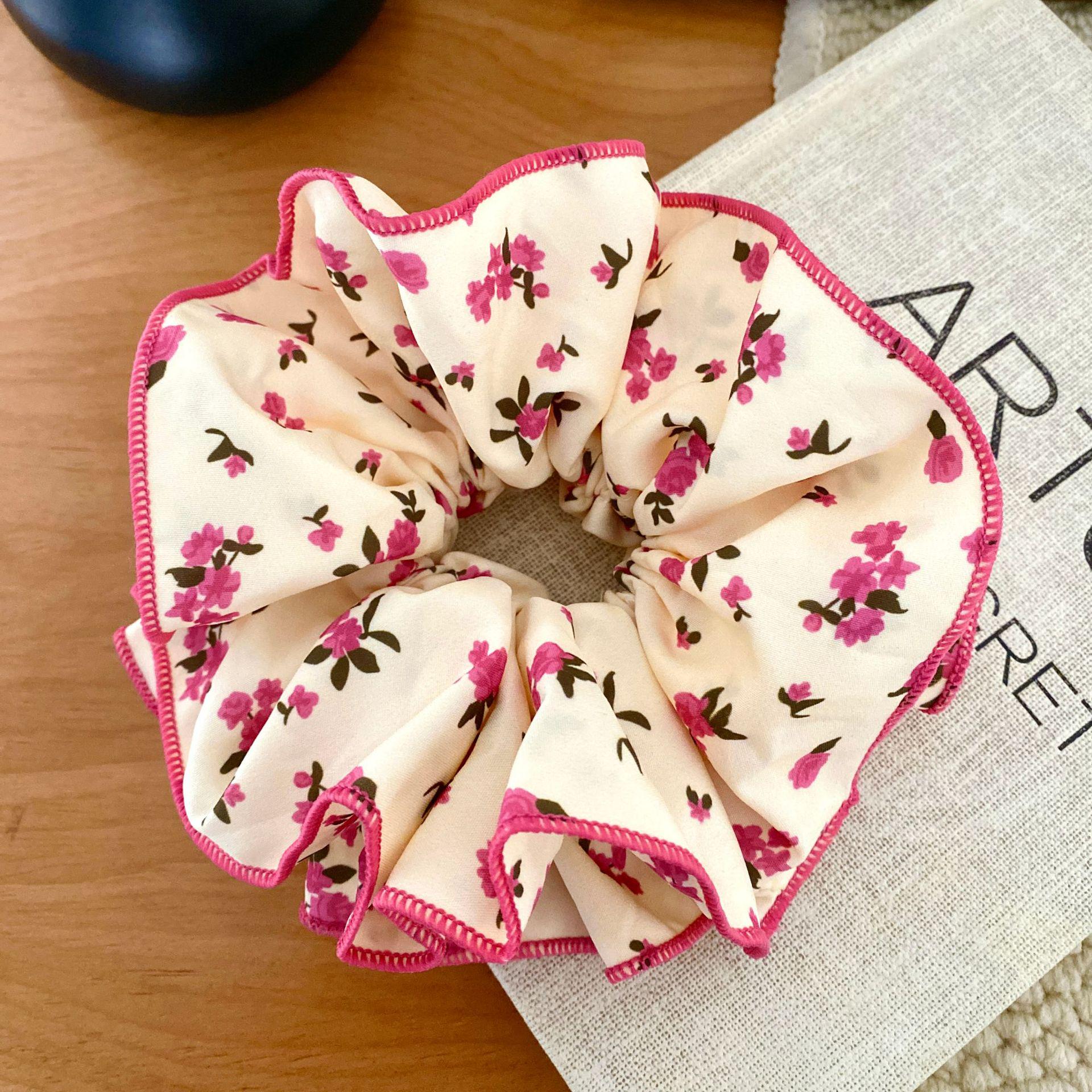 

Mori Style Floral Polka Dot Double Layer Scrunchie Hair Tie рожевий