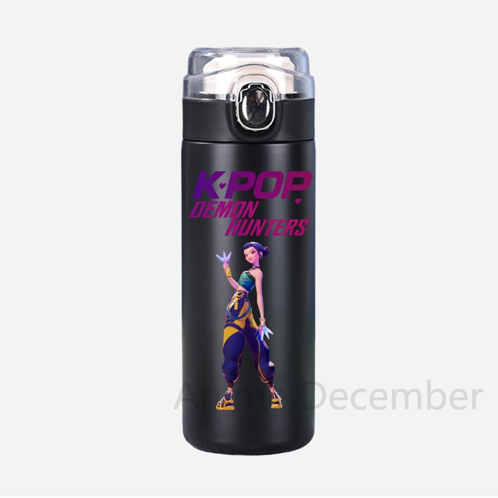 Anime K-Pop Lovci démonů Tištěná termoska Přenosná nerezová láhev na vodu 400 ml Nepropustný kempingový pohár na vodu Dárky
