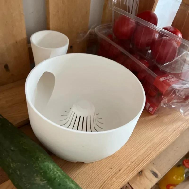 Tragbare Obstwaschschüssel Gemüsewascher 3D-Druck Lebensmittelwaschschleuder Automatische Reinigungsmaschine Für Küche Abtropfen