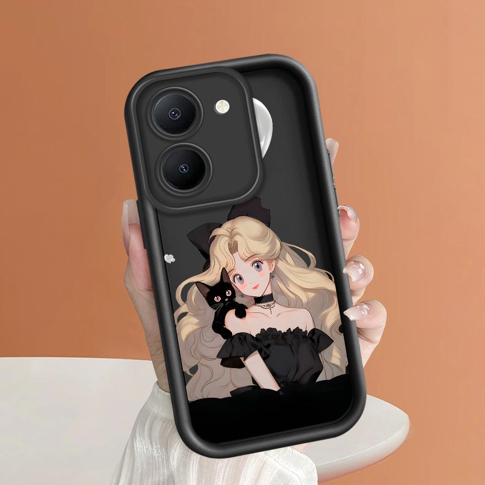 Soft Silicone Square Ladders Cartoon Pattern Full Cover Camera Protection Shockproof Case for iPhone Infinix Tecno Vivo