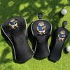 Waterproof Golf Headcovers and Utility Covers Set for Drivers (460cc, 440cc), Woods, and UTs, Tiger Character Design (Black, 4-Piece Set)