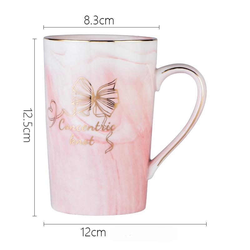 Europäisches Marmormuster Keramiktasse Goldrand Becher Kaffeetasse Hochzeitsgeschenkset Souvenir 11.5*8CM