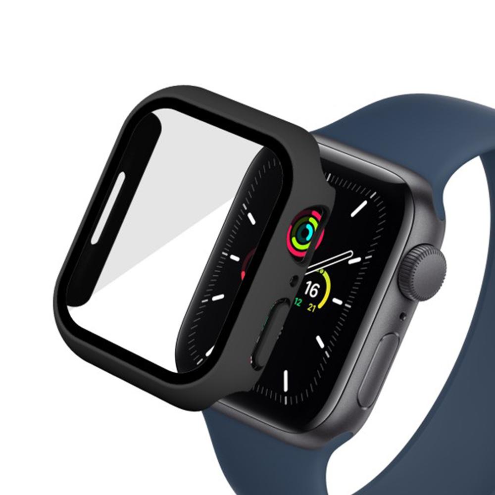 WANLONFENG For Apple Watch Series 9    8    7 45mm 2-in-1 Hard PC Frame Waterproof Case with Tempered Glass