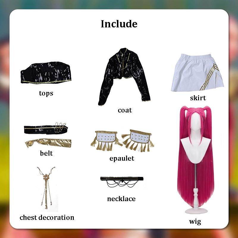 Rumi Zoey Mira Cosplay Cosplay Kostuum Pruik Meisjes Zwart Gouden Pak Kind Halloween Feest Rolspel Outfit Child 150 black