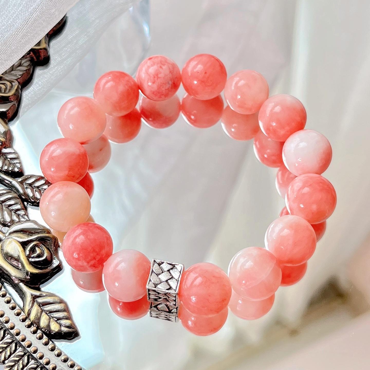 Peach-Colored Quartzite Stone Bracelet Bracelet.