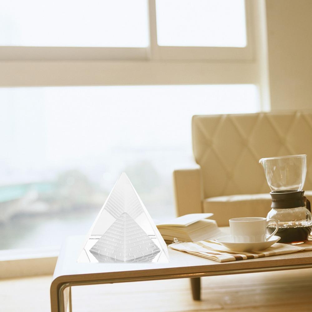 Crystal Quartz Stone Carving Clear Pyramid Ornament Crystal Pyramid Figurine Meditation Tool