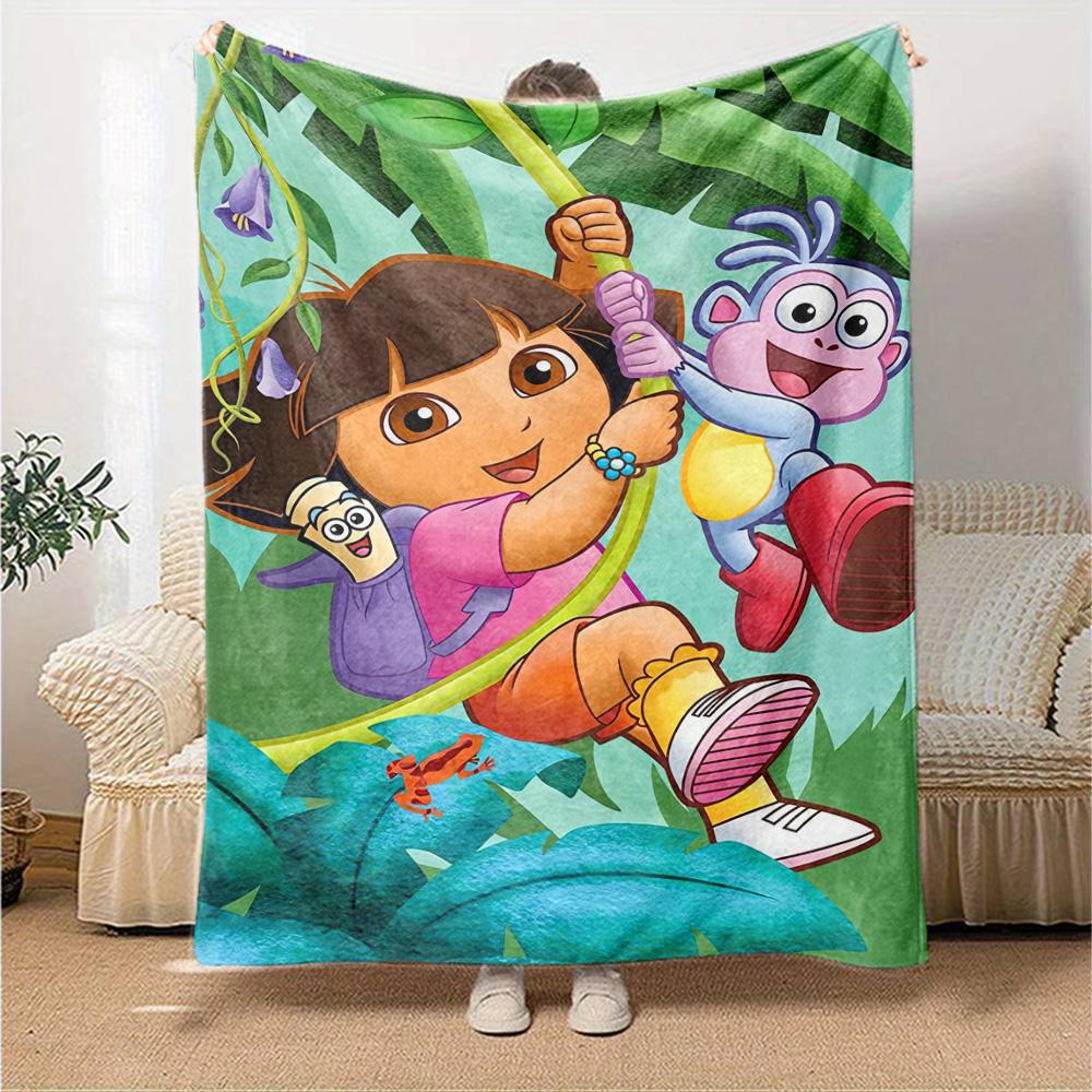 Dora'S Jungle Adventure Flannel Blanket Super Soft Warm Cozy Blanket For Sofa Bed Office Travel Allseason Home Decor Gift