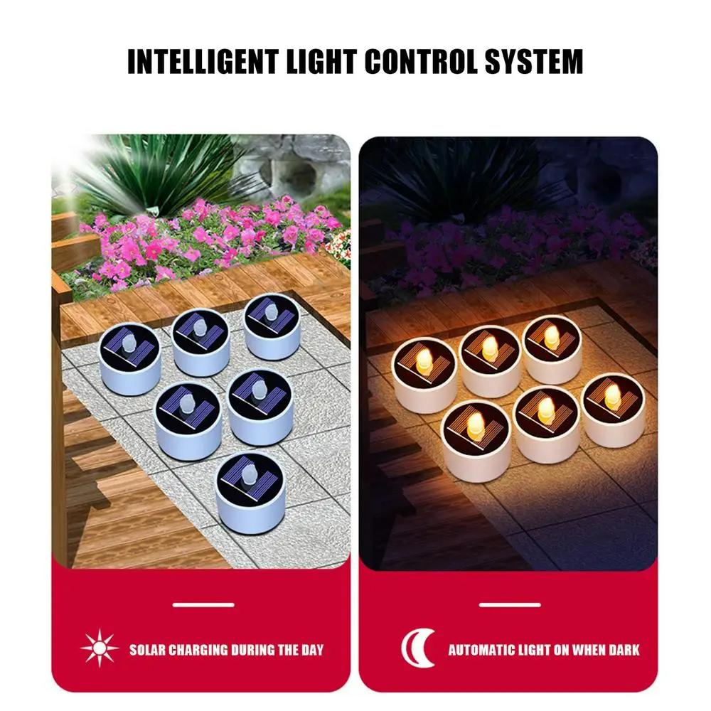 6PCs Solar Tea Light Led Candles Flameless Outdoor Waterproof Solar Tea Lights Rechargeable Candles for Party Garden Home Decor