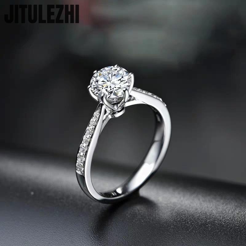

Hot Luxury Crystal 925 Sterling Silver Diamond Ring For Woman Beautiful Moissanite Ring Fashion Noble Wedding Party Jewelry