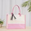 Large-Capacity Fashion Tote: Film-Coated Spliced Canvas Handbag