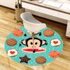 1pc Paul Frank Monkey Cookies Round carpet, Made of Polyester,Perfect for Decorating Office Chairs, Living Rooms,Vibrant Decorative Rug