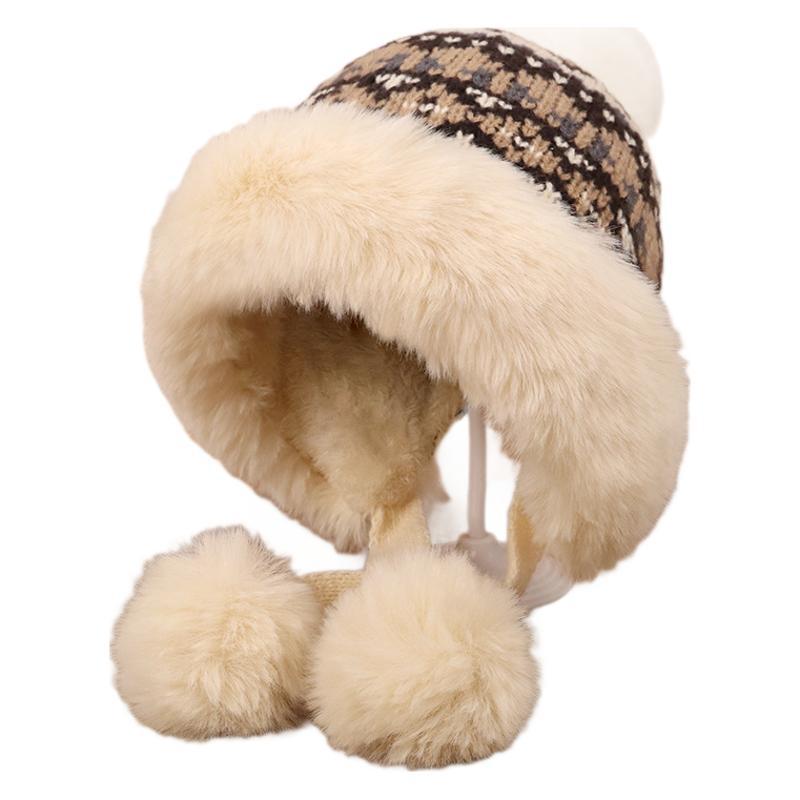 Korean Retro Winter Plush Lei Feng Hat: Warm, Stylish Ear Protection Wool Hat for Women, Slimming Face Effect