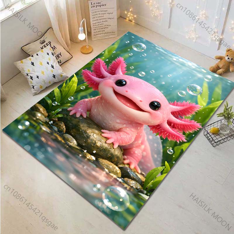 Multiple sizes Pink axolotl underwater Carpet for Living Room Bedroom Sofa Home Decor Rus Non-slip Floor Mat Luxury Gift