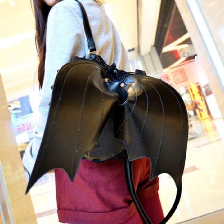 Zaino in Pizzo Trendy ad Ali di Pipistrello Rucksack in PU Daypack Gotico per Shopping e Appuntamenti