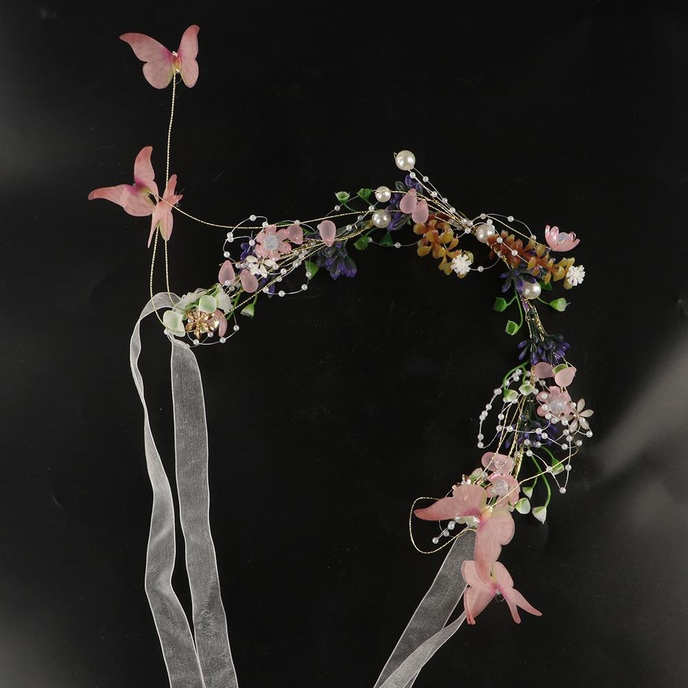 Butterfly Pearl Headpiece Imitation Pearl Girl Crown Flower Child Crown Kid Hair Hoop  Daily Wear