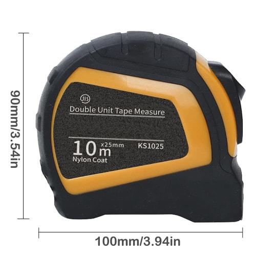 KIMLONTON Convex Tape Measure, 10m x 25mm, High Carbon Steel, Auto-Stop Function, Automatic Rewind, Wear-Resistant, Rust-Resistant, Large, Easy-to-Rea