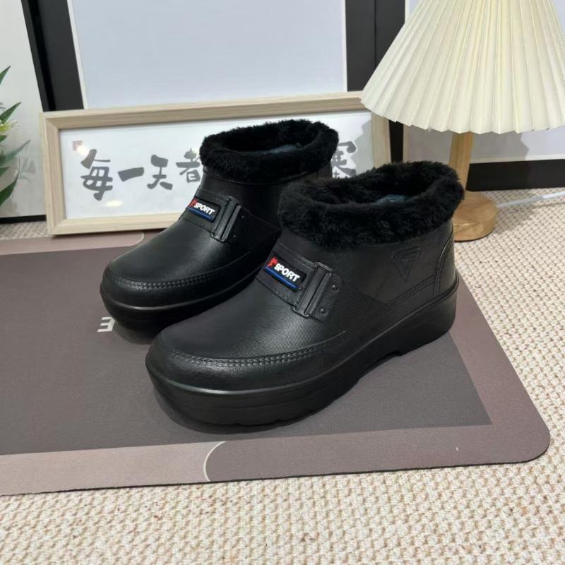 Fleece Men's and Women's Snow Boots Warm Non-slip Rain Boots Laundry Car Wash Kitchen Hygiene Waterproof Rain Shoes Kitchen Work Shoes