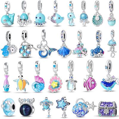 Série Bleue Tortue de Mer, Baleine & Hippocampe Breloque Pendante Convient pour Bracelet Enfants Accessoires Bijoux Océan