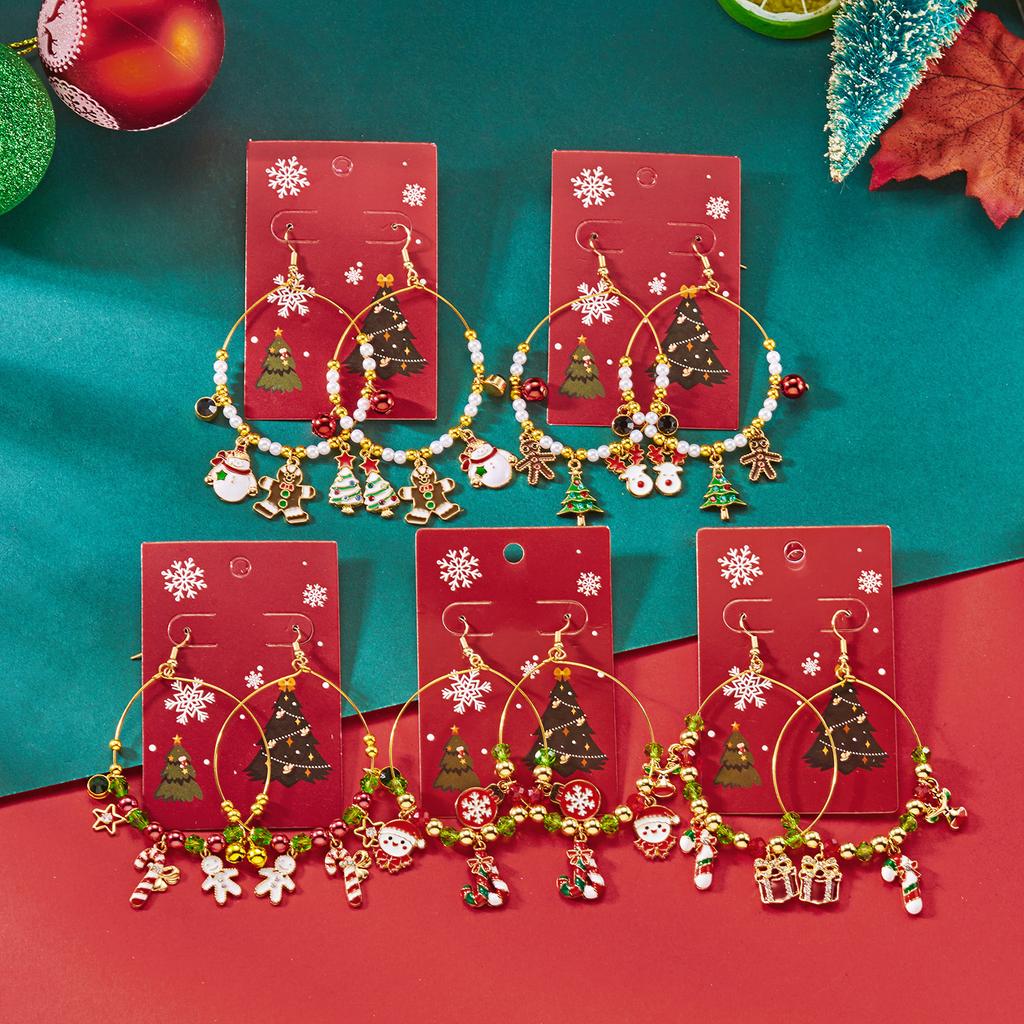 Shiny Christmas Earrings Drop Hoop For Women Santa Claus Xmas Tree Snowman Elk Snowflake Long Tassel Dangle Earrings Party Gift