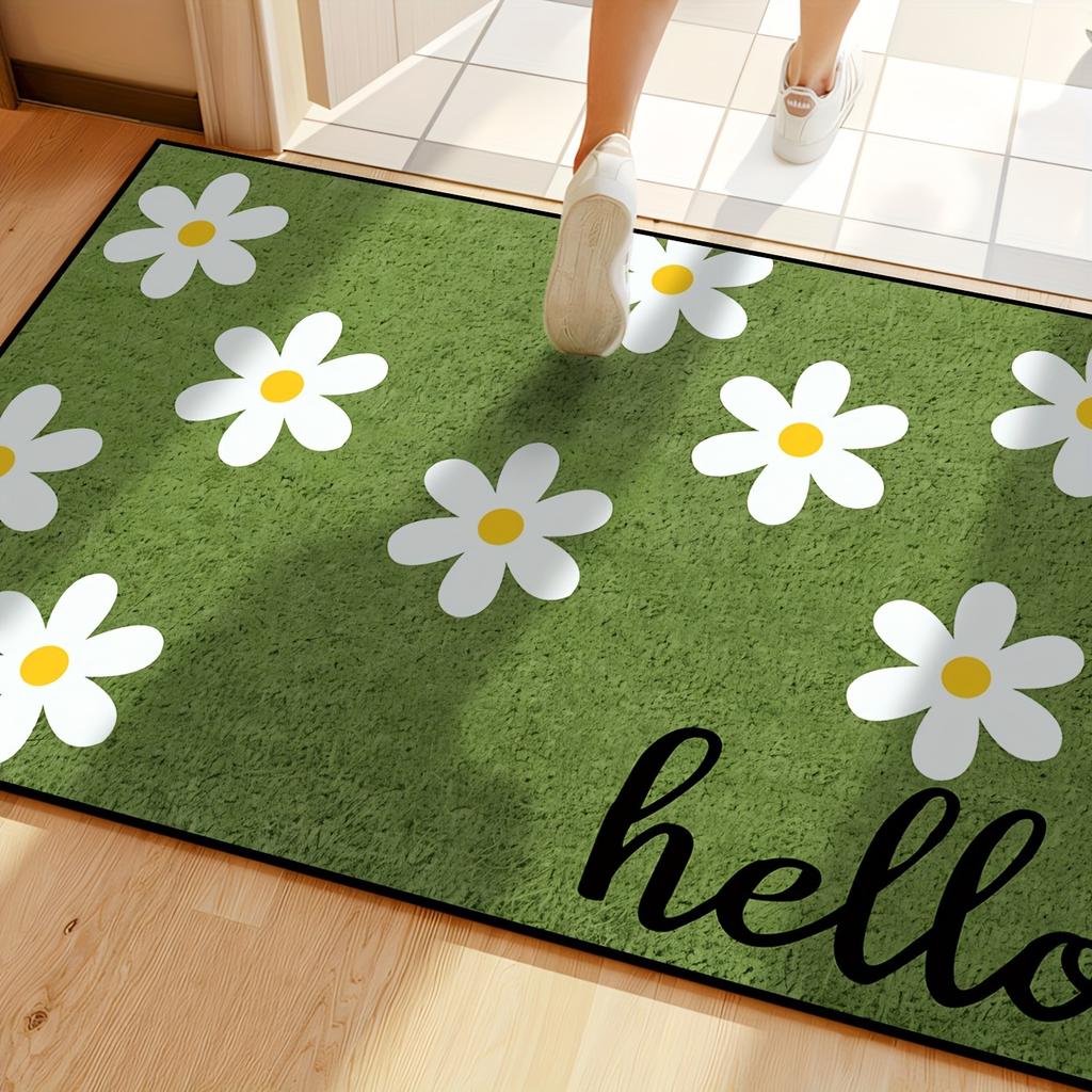 Small Chrysanthemum Carpet Cow Green Doormat Welcome Mat Outdoor Carpet Rug For Bedroom Living Room Carpet Washable Home