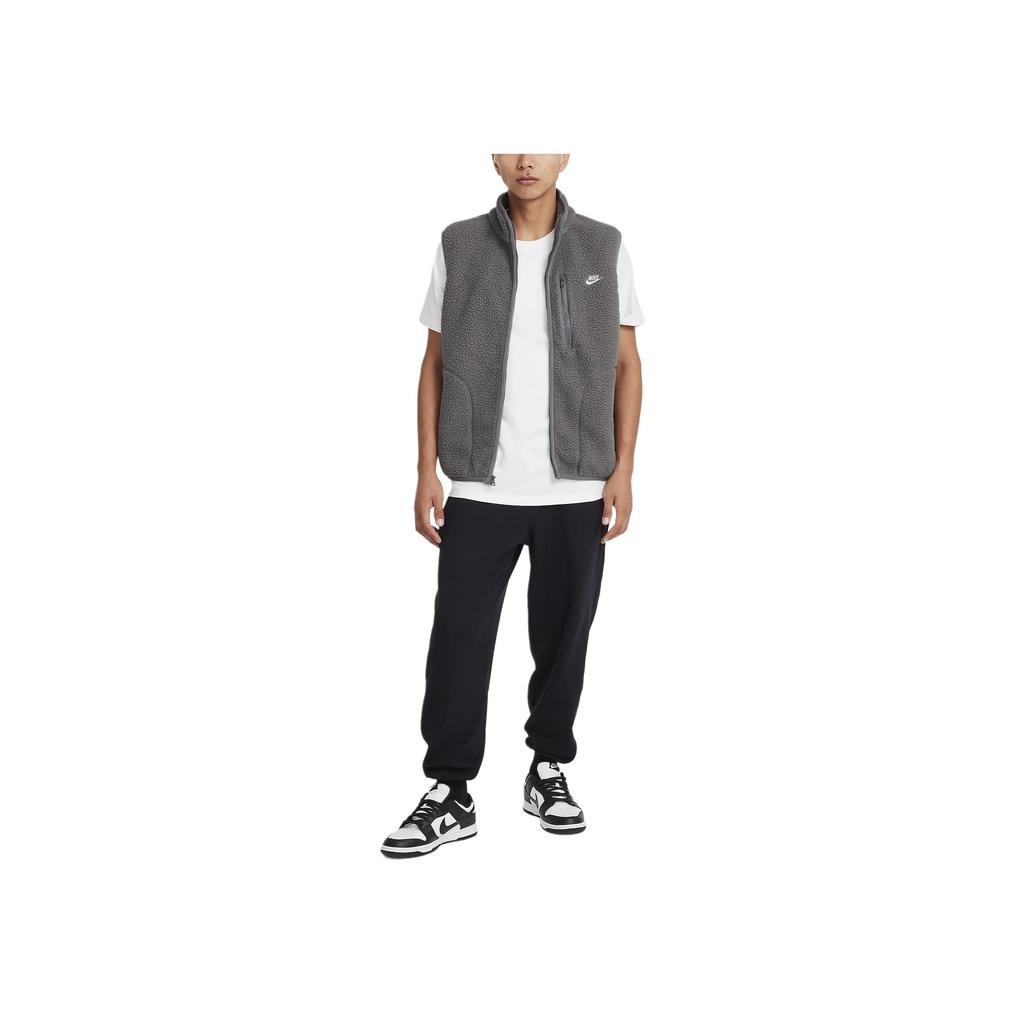 Nike Logo Embroidered Stand Collar Zipper Sleeveless Vest Men Vests Iron-Gray FZ0895-068