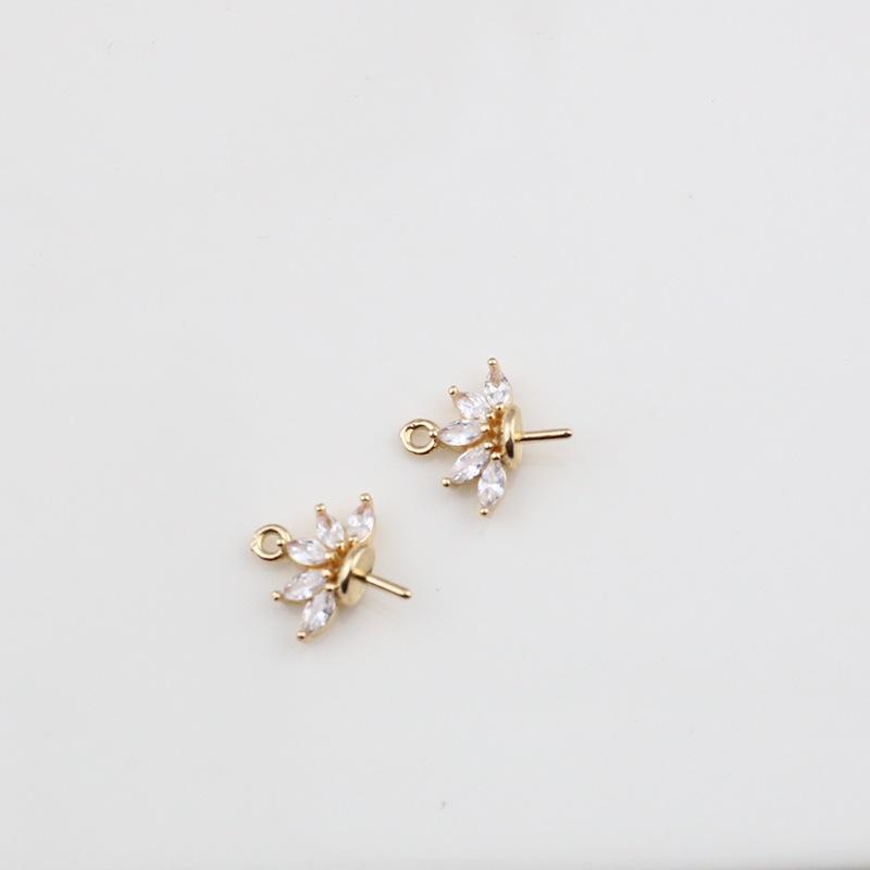 18k Copper Crown Mermaid Tail Earrings with Zircon, Small Wings, and Pearl Pendant