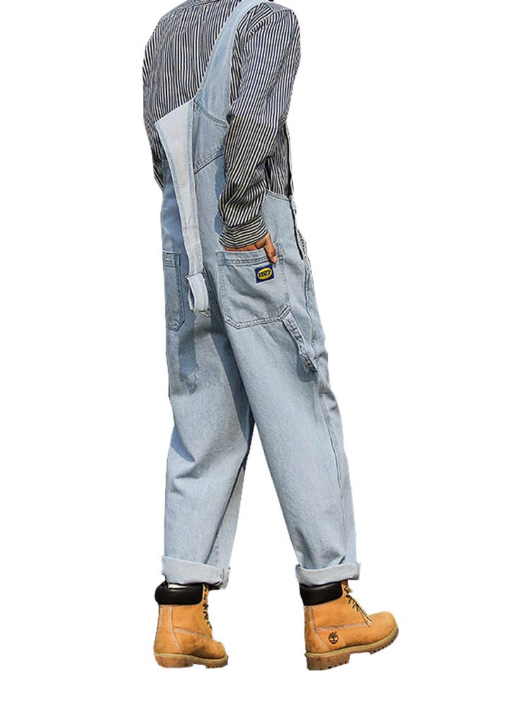 TIDEWORD and Denim Street Style with Plus Loose Light Blue Men's Women's Overalls, All-in-One Jeans, Pockets, Sizes, Casual, Fit, Flattering,