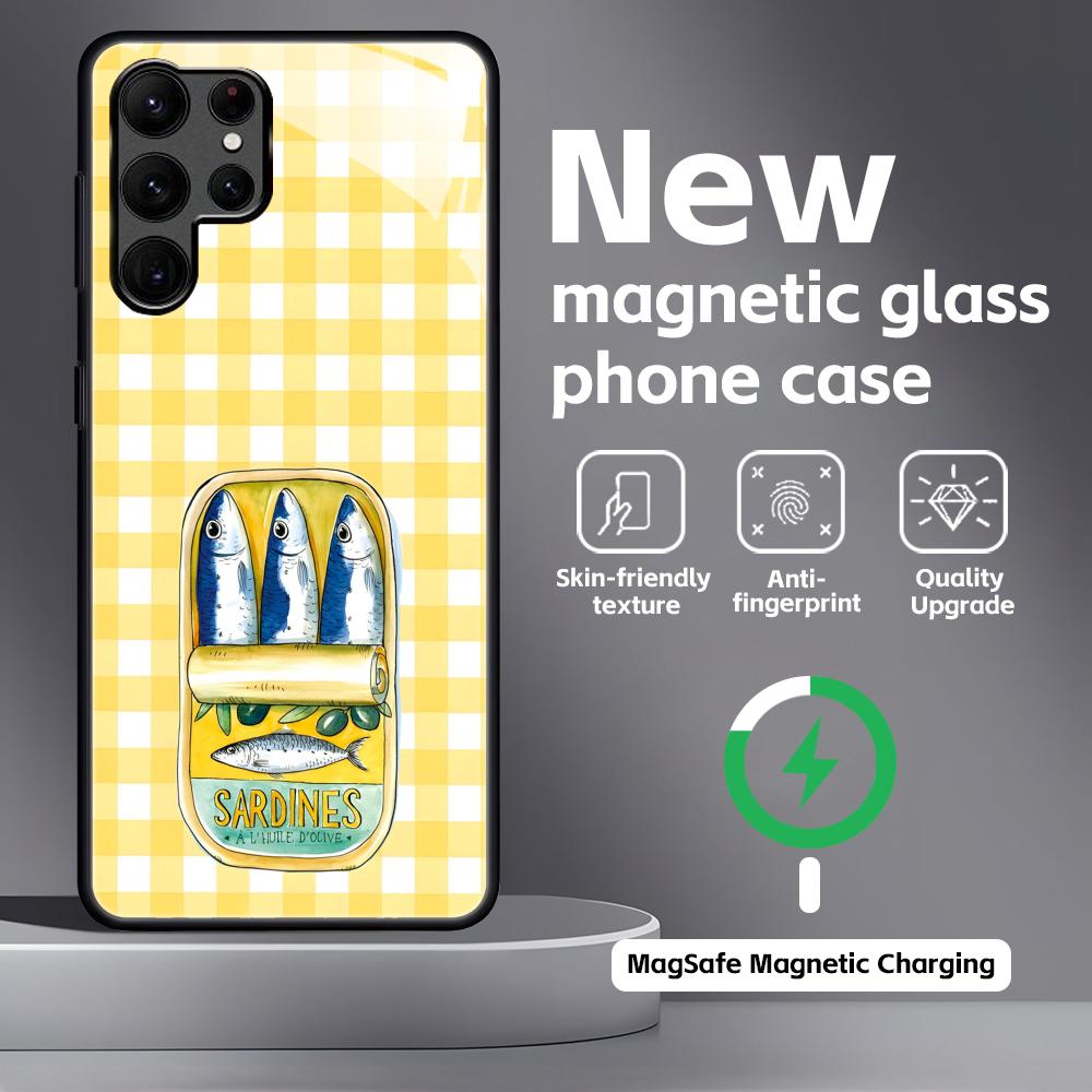 Sardines  Phone Case For Samsung S26 S25 S24 S23 S22 S21 Plus Ultra Note20 Glass Magnetic Case