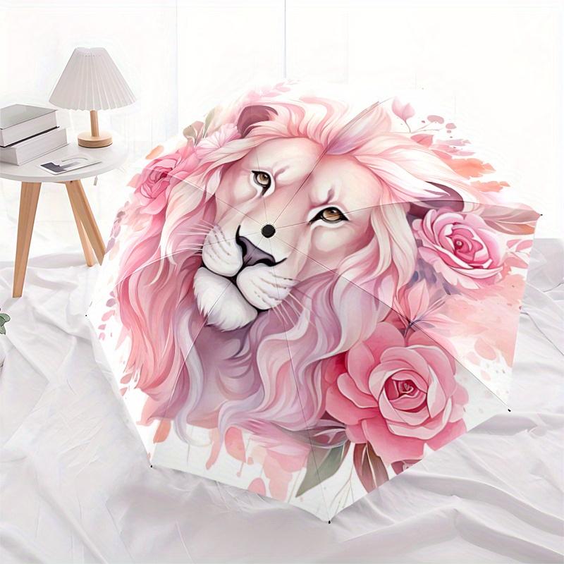 1pc Pink Lion Automatic Opening and Closing Umbrella - Suitable for Various Occasions, Outdoor Activities, Lightweight and Durable Automatic