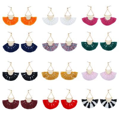 Ethnic Style Fashion Fan-shaped Tassel Earrings Bohemian Earrings Personalized Ear Jewelry