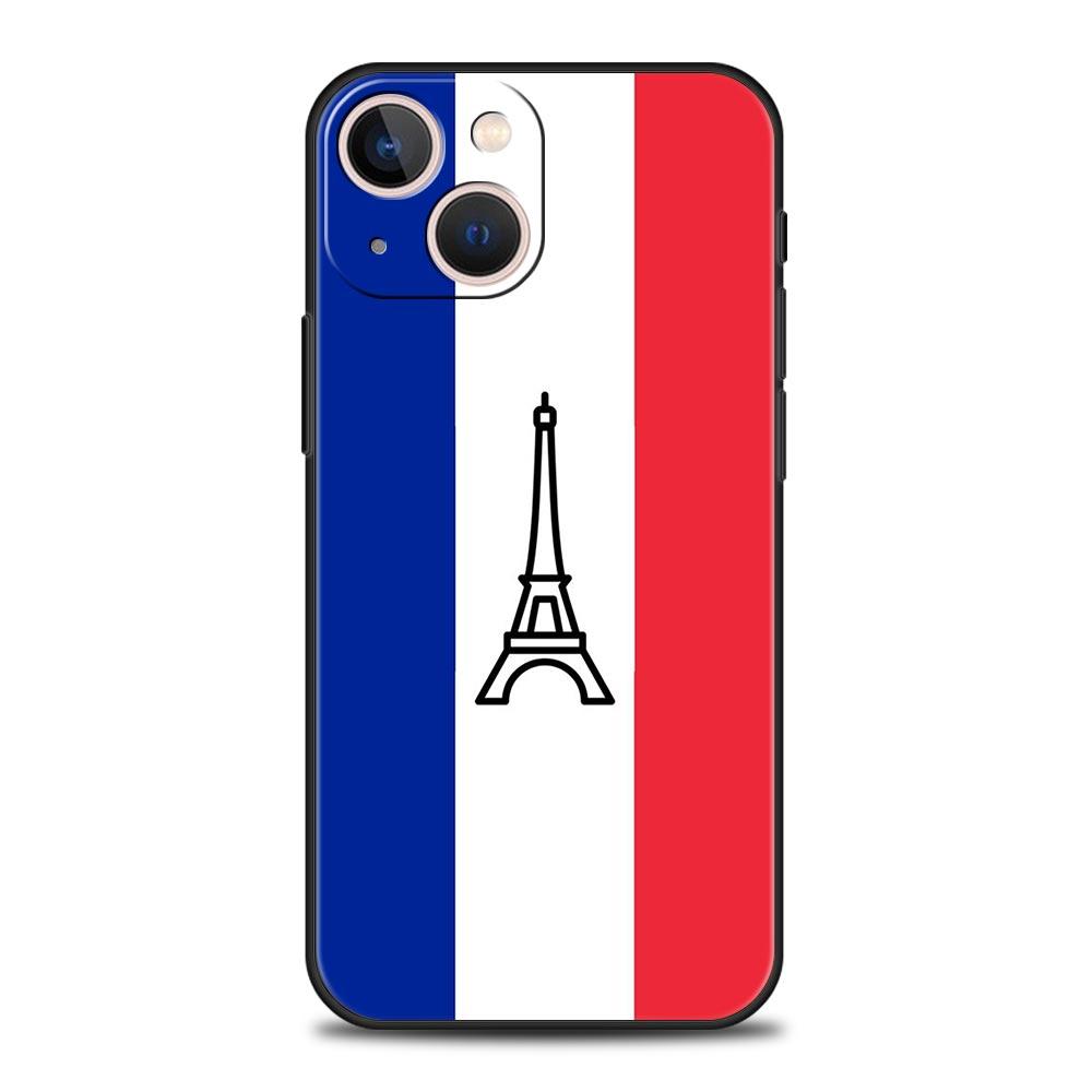 Luxury Phone Case For Apple iPhone 11 15 14 Pro MAX 12 13 7 8 Plus X XR XS MAX SE Silicone Black Cover Funda France flag