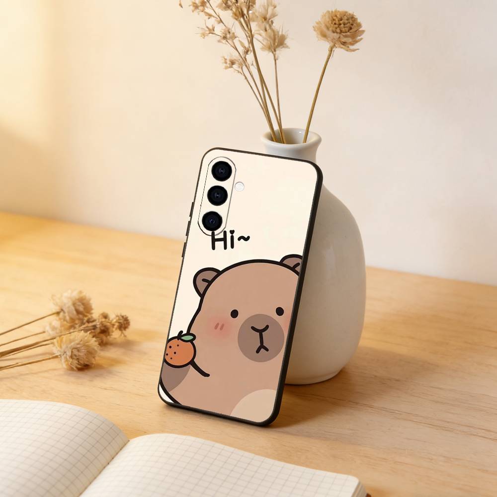 Cool Capybara Phone Case For Samsung Galaxy A73,A72,A71,A70,A53,A52,A51,Soft Silicone Black Cover