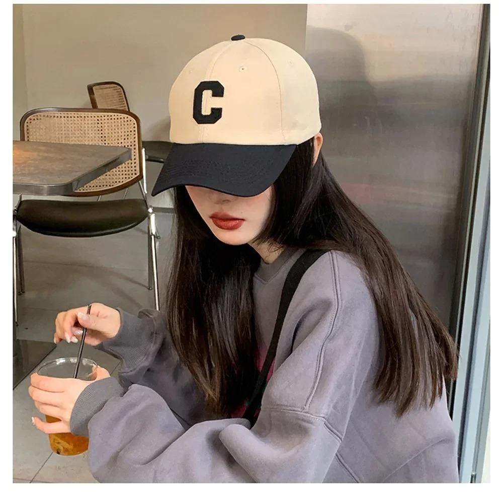 Women and Men Fashion Letter C Patch Baseball Cap Hat,Color Block Summer Sun Visor Design,For Daily Casual Wear & Sun Protection